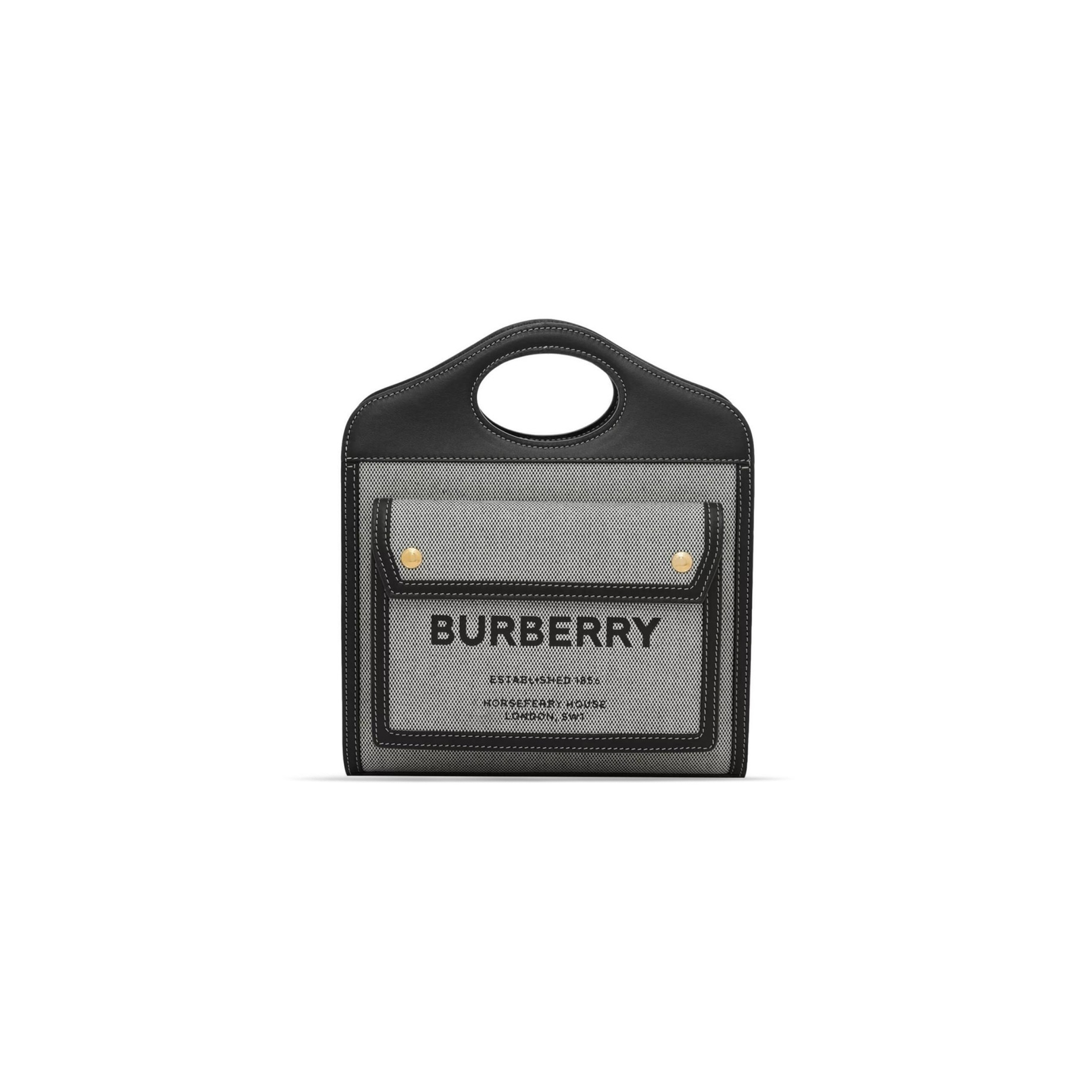 BURBERRY MINI TRI-TONE COTTON CANVAS AND LEATHER POCKET BAG 80391011 (23cm*6cm*26.5cm)